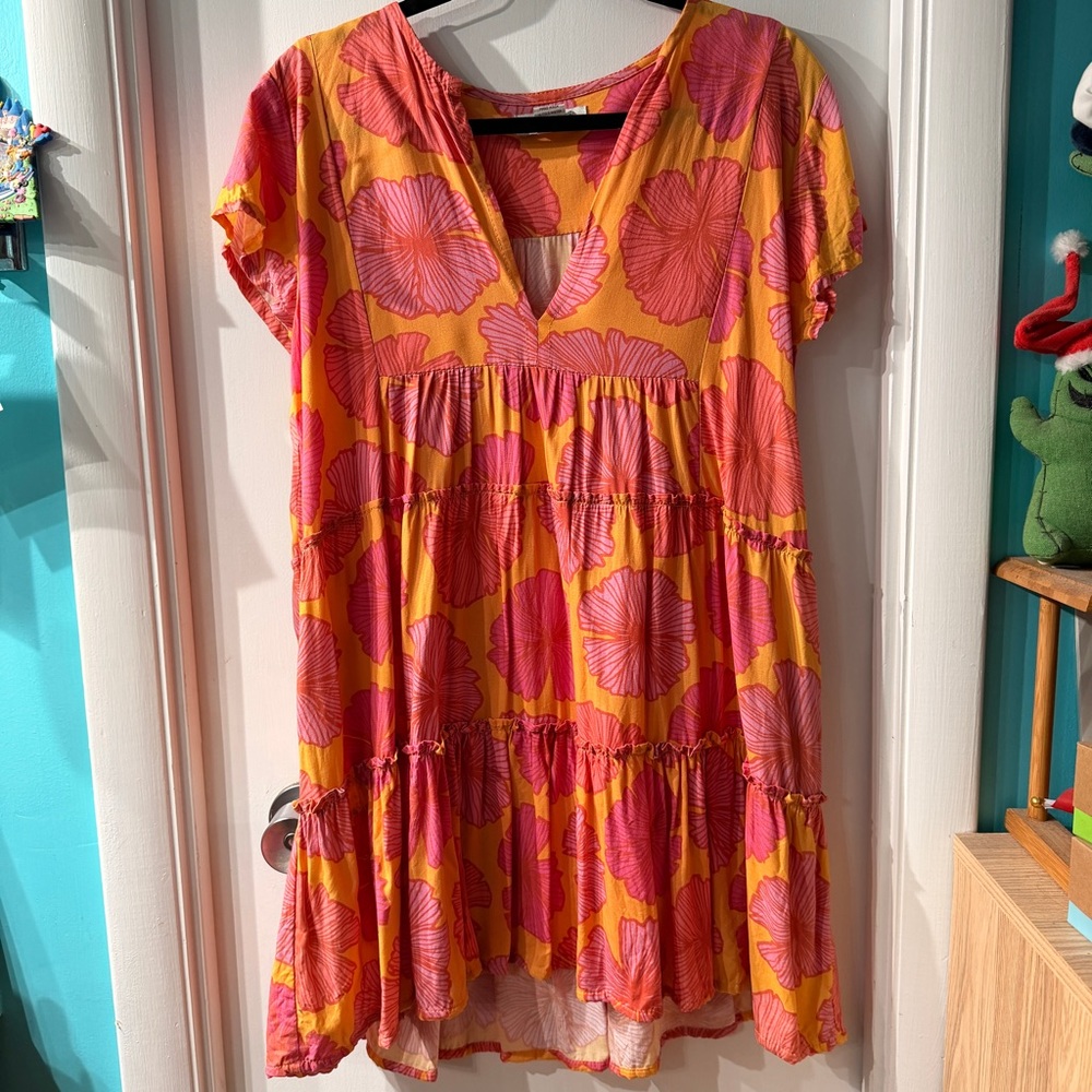 Floral Pink and Orange Women's Dress